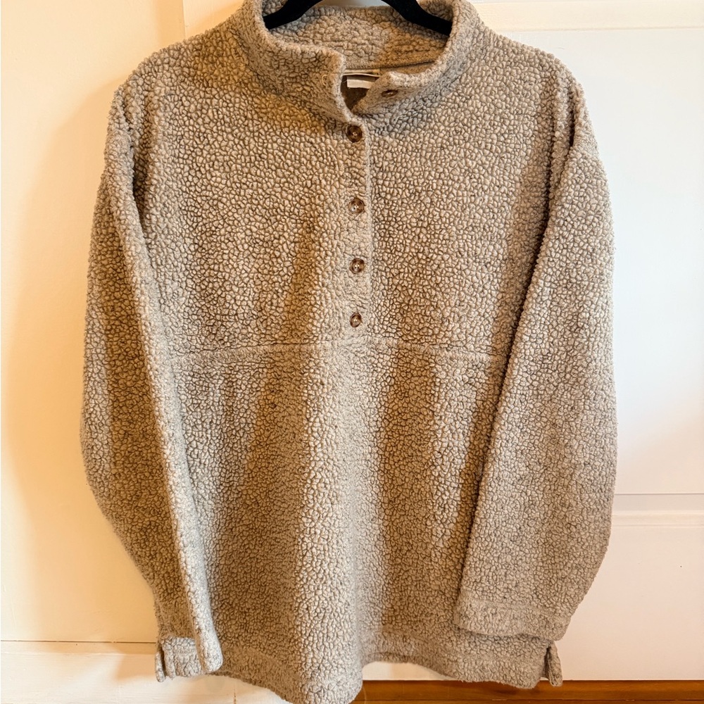 L.L. Bean Vintage Mock Neck Henley Sherpa Fleece